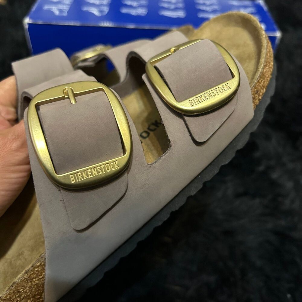 BIRKENSTOCK Arizona big buckle purple leather gold buckle sandals shoes eur 38 - Picture 4 of 8
